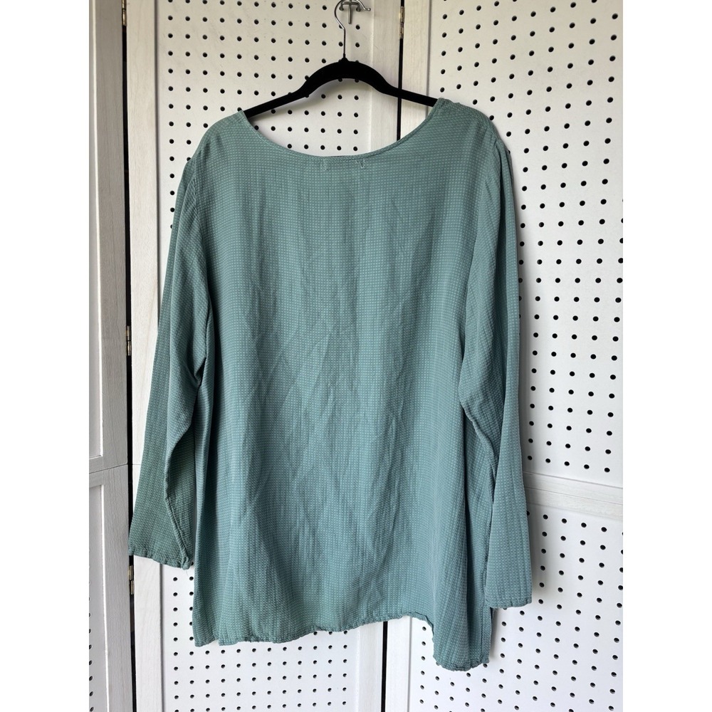 Cut Loose Women's 1X Rayon Long SLV Tunic Green Textured Minimalist Lagenlook - Picture 6 of 6